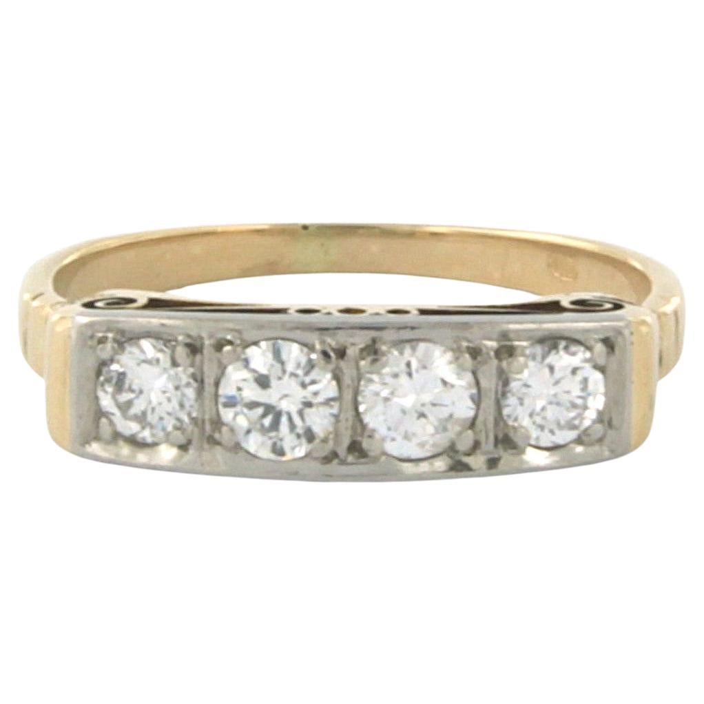 ART NOUVEAU Ring mit Diamanten im Brillantschliff bis zu 0,50 Karat 14k zweifarbigem Gold im Angebot
