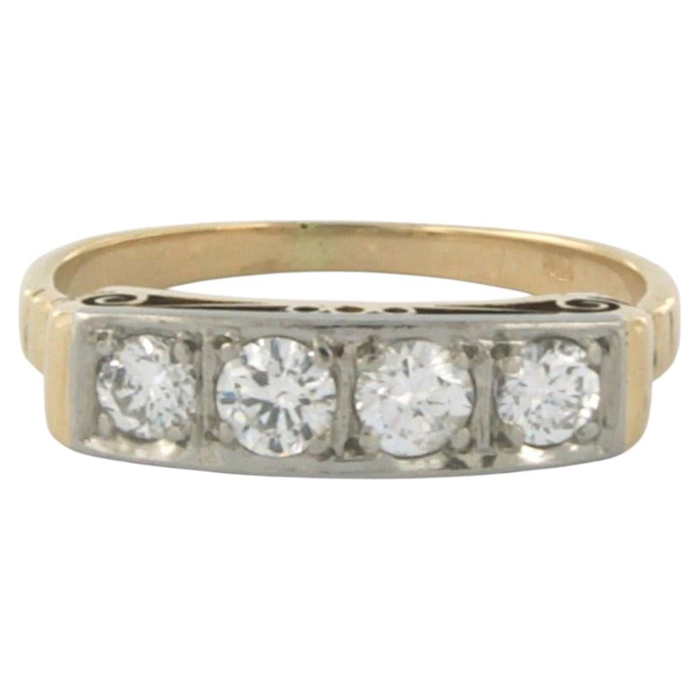 ART NOUVEAU Ring with brilliant cut diamonds up to 0.50ct 14k bicolour gold