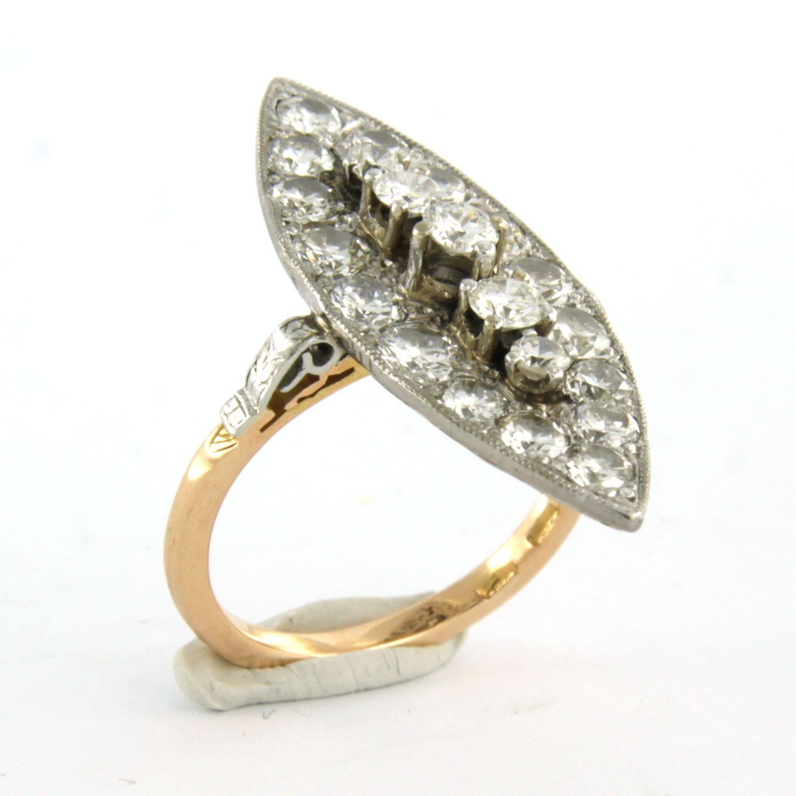 ART NOUVEAU Anillo con diamantes talla brillante de hasta 2,00 ct Oro de 18k 6,0 gramos en Excelente estado para la venta en The Hague, ZH