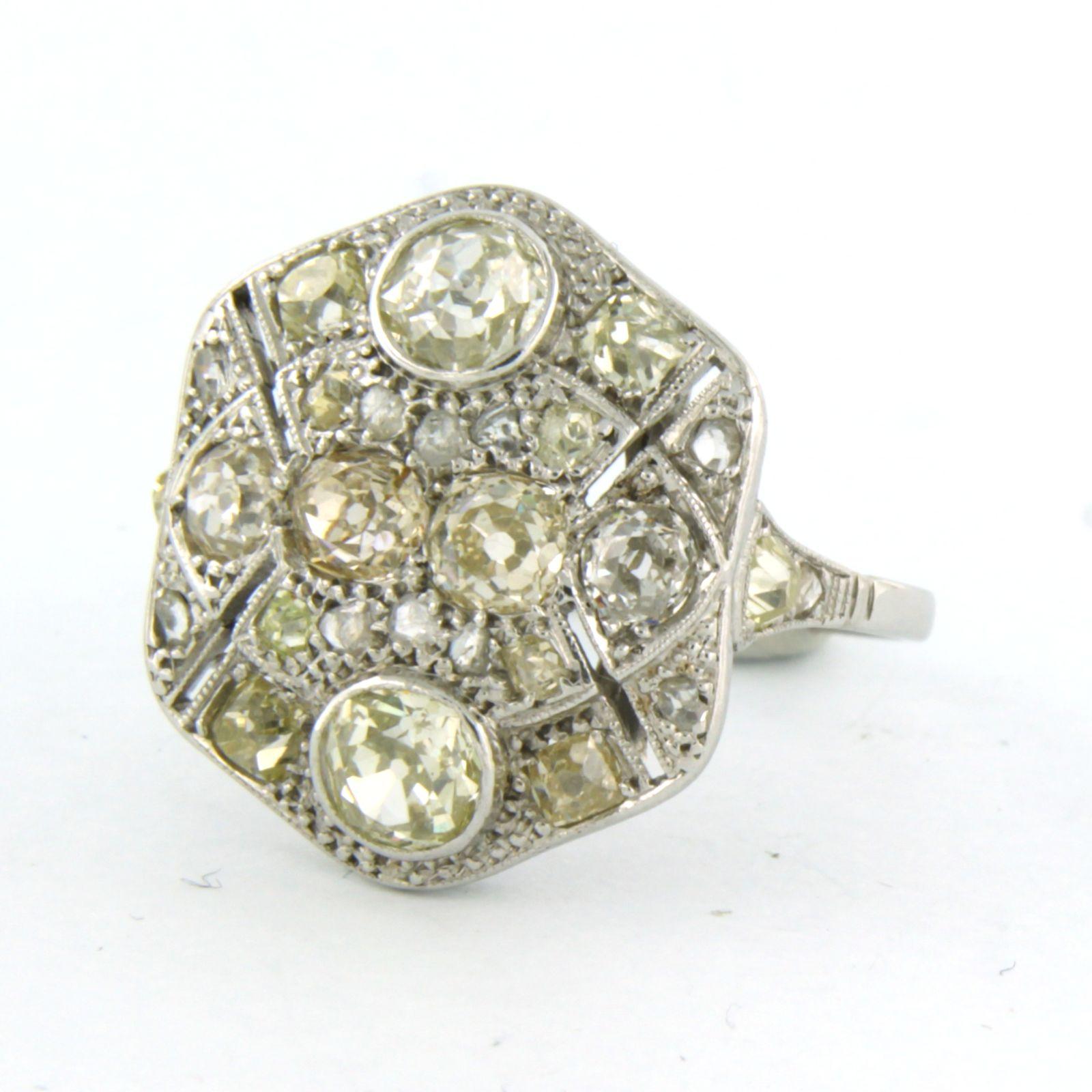 ART NOUVEAU - Ring mit Diamanten aus 18 Karat Weißgold (Alteuropäischer Brillantschliff) im Angebot