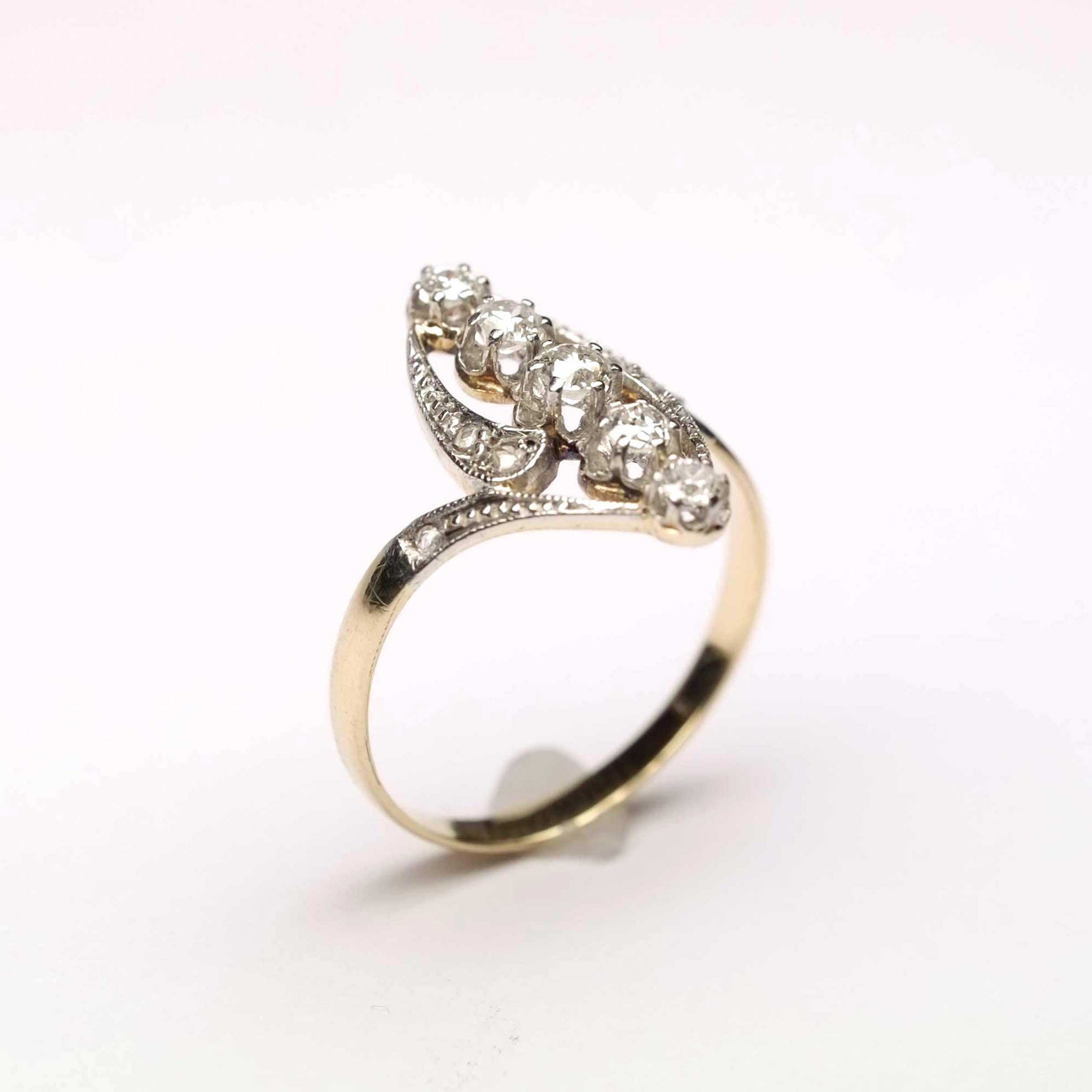 Women's Art Nouveau Ring with Diamonds For Sale