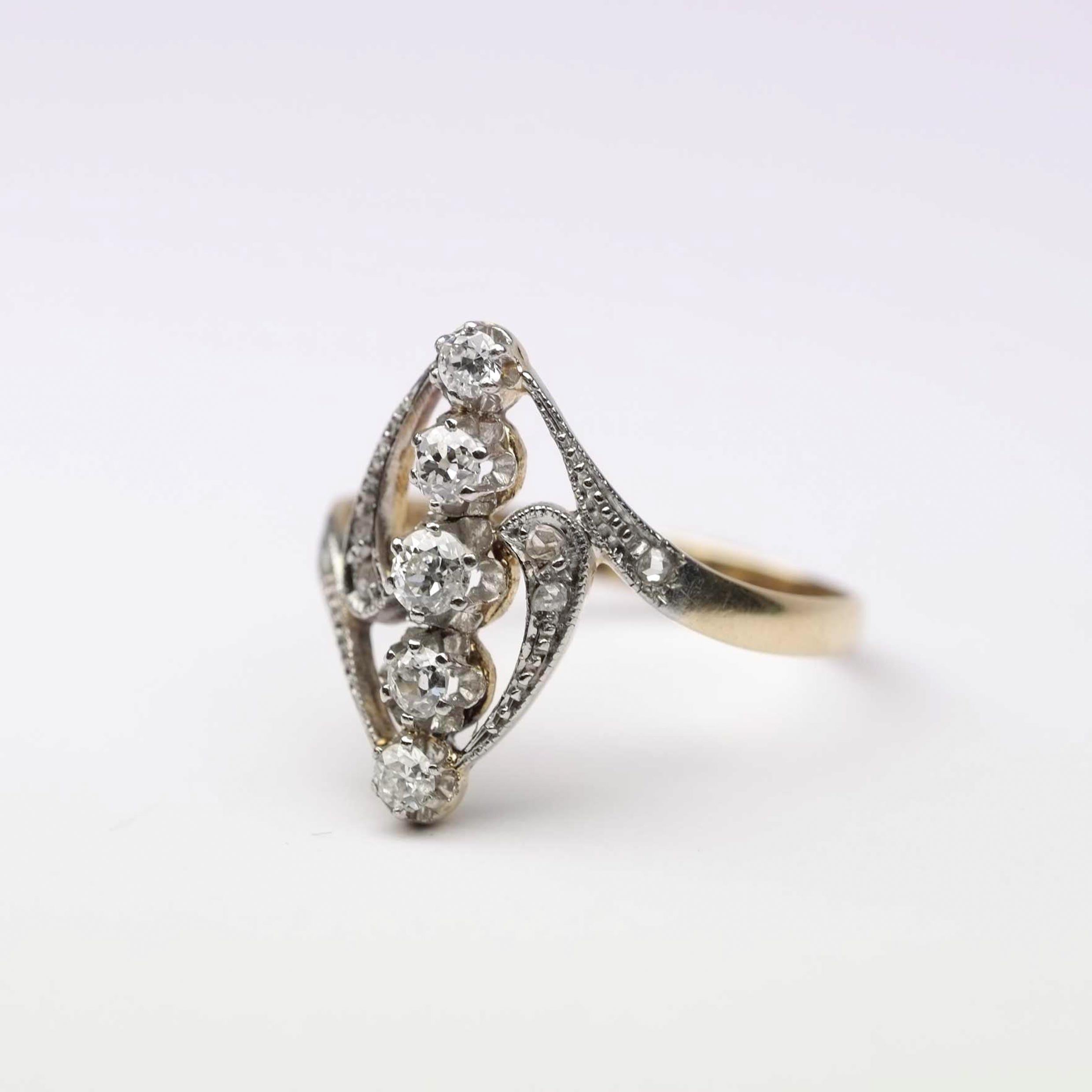 Art Nouveau Ring with Diamonds For Sale 3