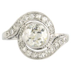 Art Nouveau ring with diamonds up to 1.40ct Platinum ring 