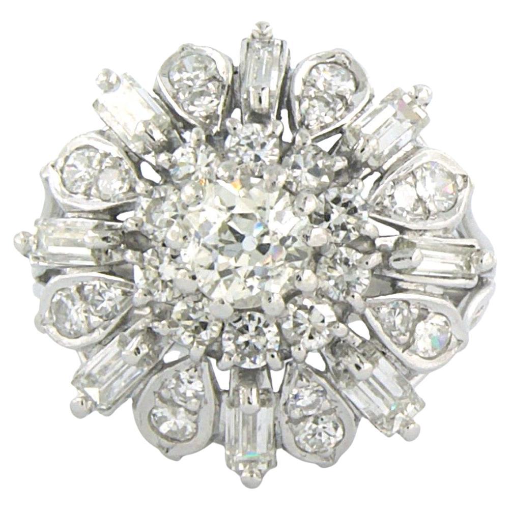 ART NOUVEAU ring with different shaped diamond up to 2.75ct platinum