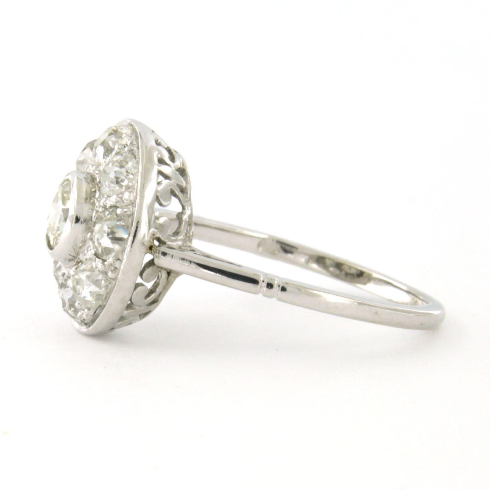 Art nouveau Bague ART NOUVEAU avec diamants de taille ancienne européenne et de mine jusqu'à 1,50ct platine en vente