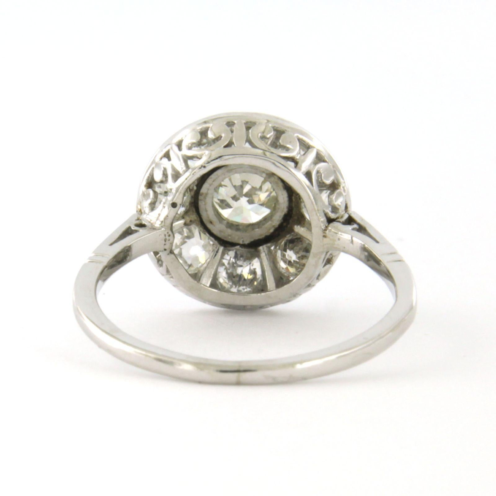 Taille vieille Europe Bague ART NOUVEAU avec diamants de taille ancienne européenne et de mine jusqu'à 1,50ct platine en vente