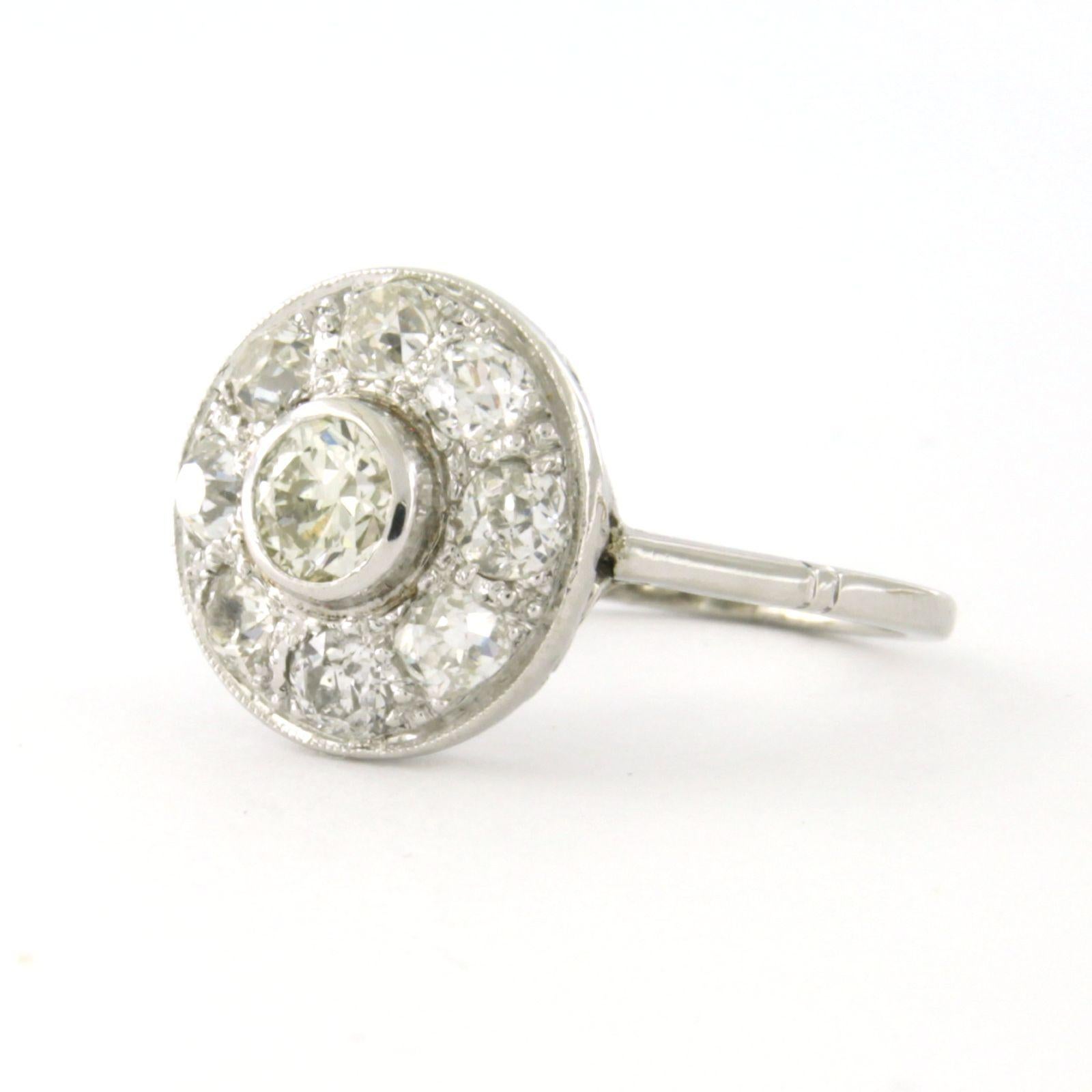 Bague ART NOUVEAU avec diamants de taille ancienne européenne et de mine jusqu'à 1,50ct platine Excellent état - En vente à The Hague, ZH