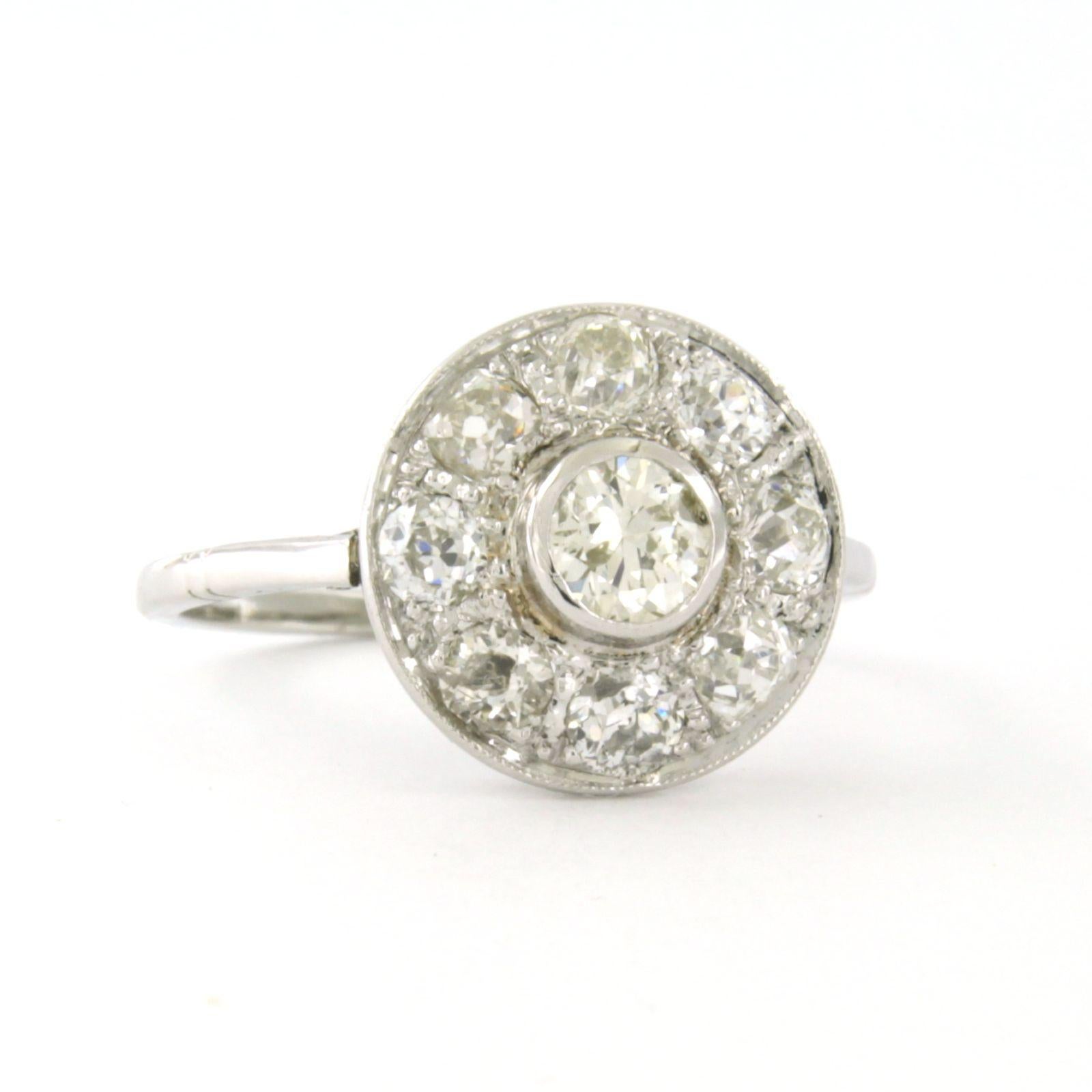 Bague ART NOUVEAU avec diamants de taille ancienne européenne et de mine jusqu'à 1,50ct platine Pour femmes en vente