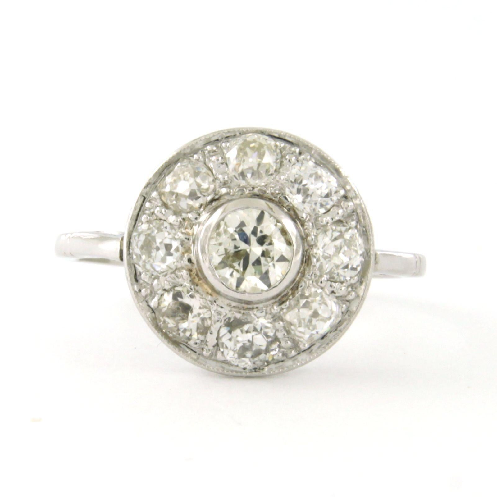 Bague ART NOUVEAU avec diamants de taille ancienne européenne et de mine jusqu'à 1,50ct platine en vente 1