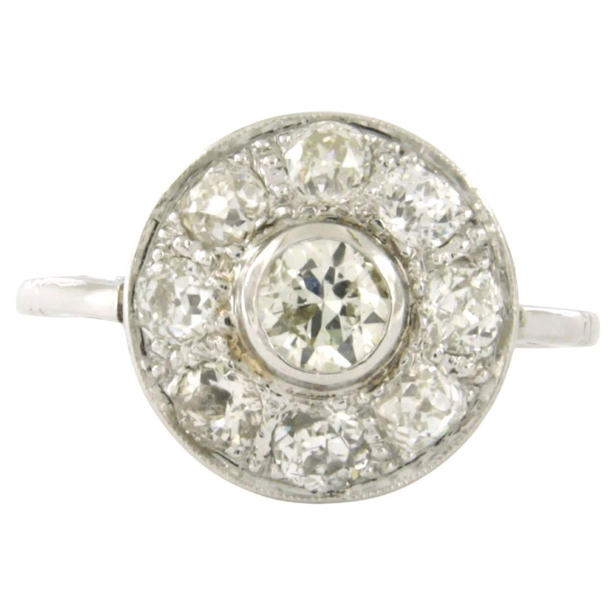 Bague ART NOUVEAU avec diamants de taille ancienne européenne et de mine jusqu'à 1,50ct platine