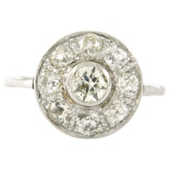 Antique ART NOUVEAU ring with old European and mine cut diamonds up to 1.50ct platinum