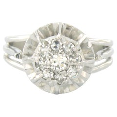 Bague ART NOUVEAU sertie de diamants de taille ancienne européenne et de taille simple, d'un poids total allant jusqu'à 0,38 ct, en or 18 carats