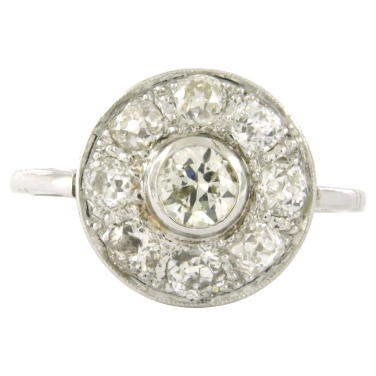 ART NOUVEAU Ring with old European cut diamonds up to 1.50ct platinum