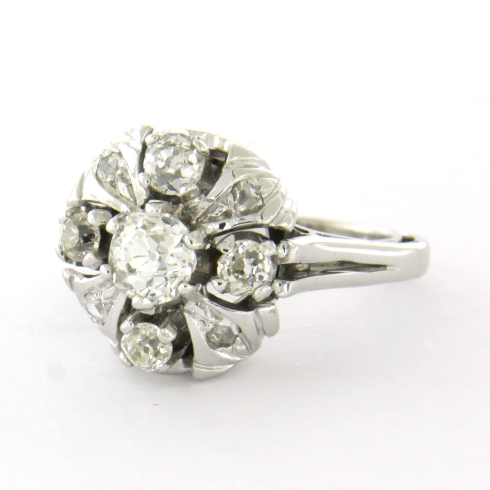 ART NOUVEAU Bague avec diamants de taille ancienne et rose jusqu'à 1,10ct or 14k Pour femmes en vente