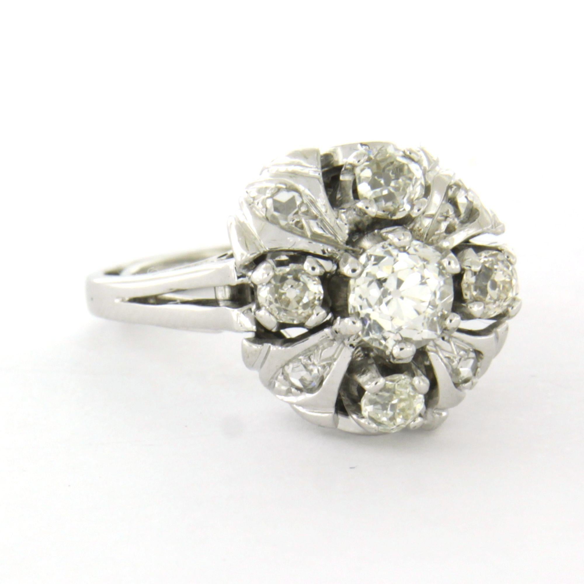 ART NOUVEAU Bague avec diamants de taille ancienne et rose jusqu'à 1,10ct or 14k en vente 1