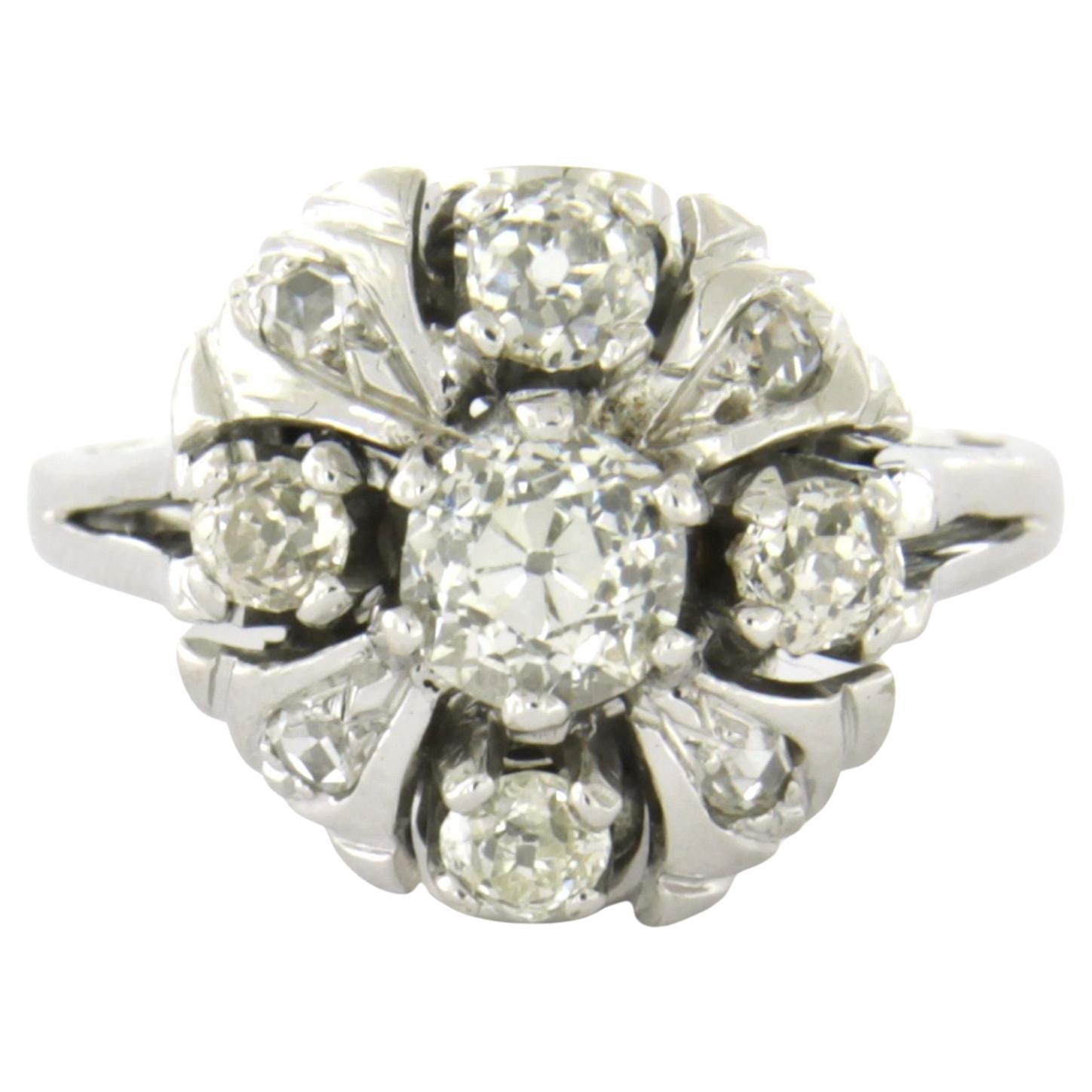 ART NOUVEAU Ring with old mine and rose cut diamonds up to 1.10ct 14k gold