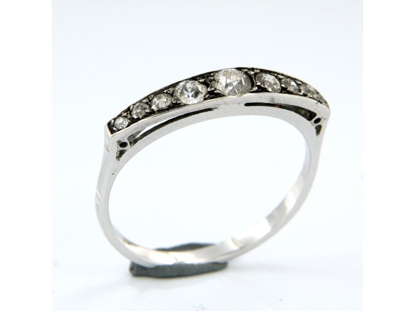 Taille vieille mine ART NOUVEAU Bague avec diamant taille mine ancienne sup à 0.60ct 14k or et argent en vente