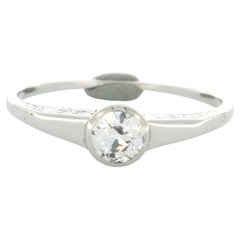 Anello ART NOUVEAU con diamante taglio old mine fino a 0.50ct - Oro bianco 14k