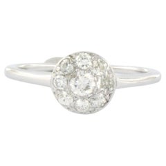 ART NOUVEAU Ring with old mine cut diamonds up to 0.48ct 14k gold