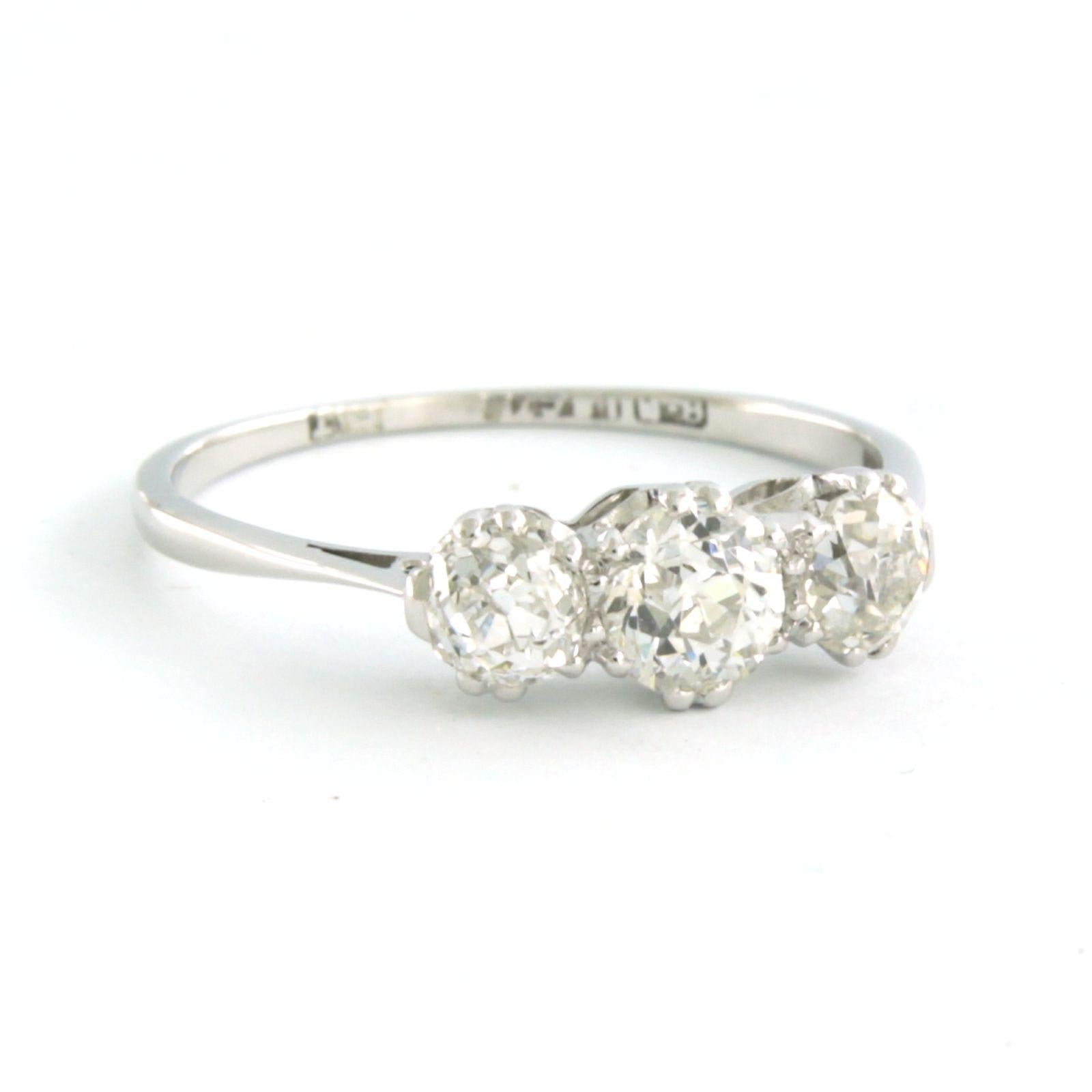 Art Nouveau ART NOUVEAU Ring with old mine cut diamonds up to 1.70ct 18k gold and platinum For Sale