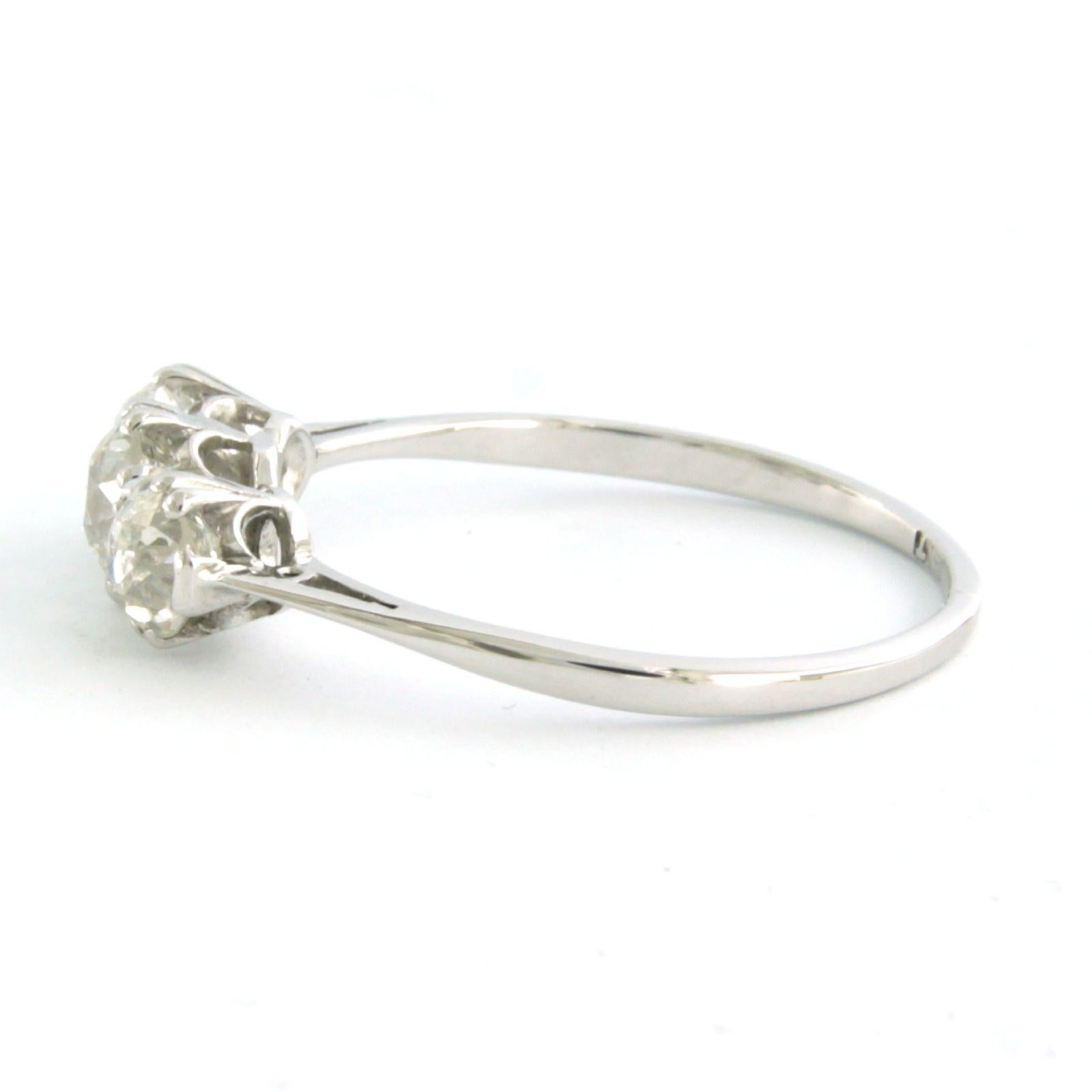 Old Mine Cut ART NOUVEAU Ring with old mine cut diamonds up to 1.70ct 18k gold and platinum For Sale
