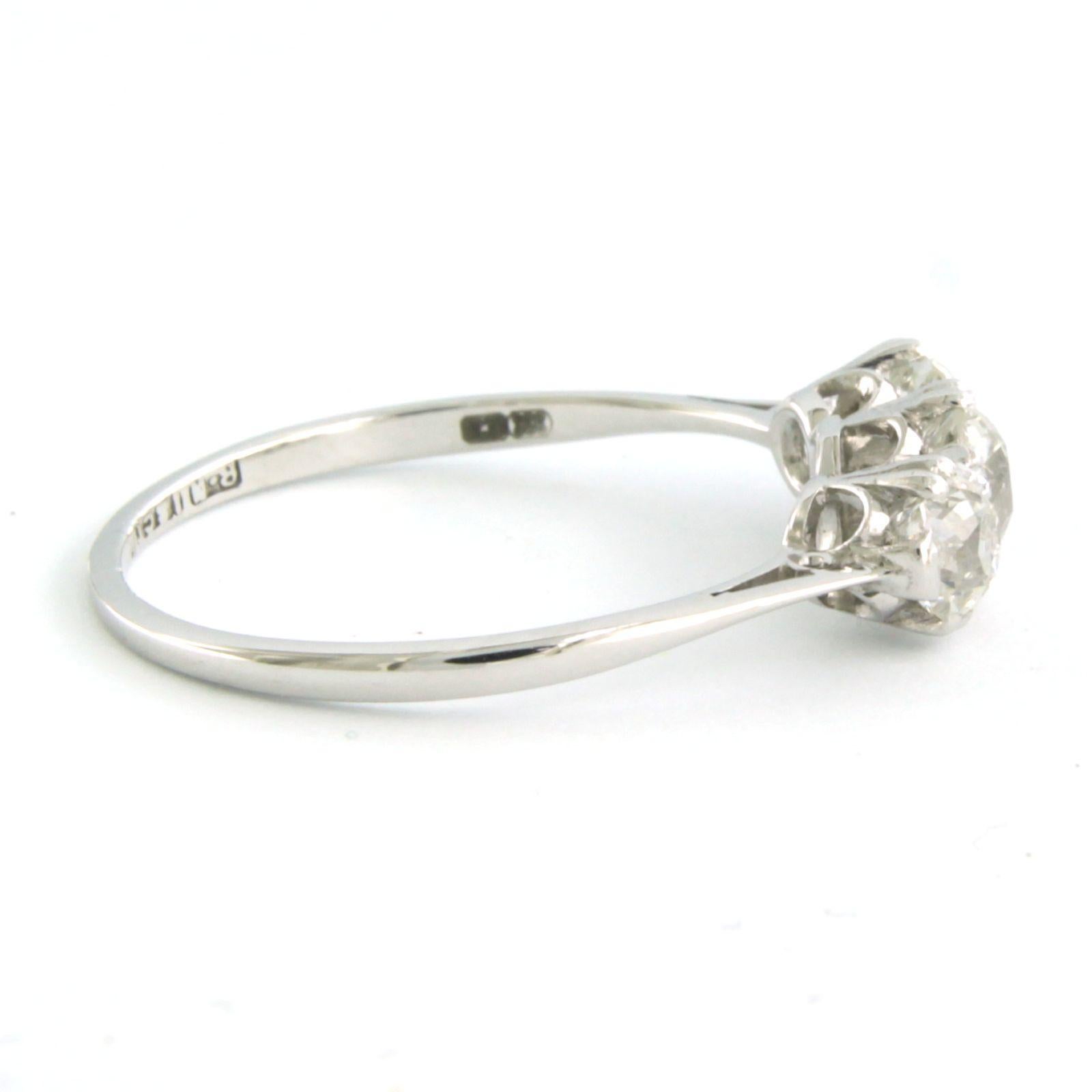 Women's ART NOUVEAU Ring with old mine cut diamonds up to 1.70ct 18k gold and platinum For Sale
