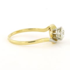ART NOUVEAU Ring with pearl and old mine cut diamond up to 0.65ct 18k gold