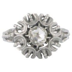 Antique ART NOUVEAU ring with rose cut diamond up to 0.40ct 18k gold