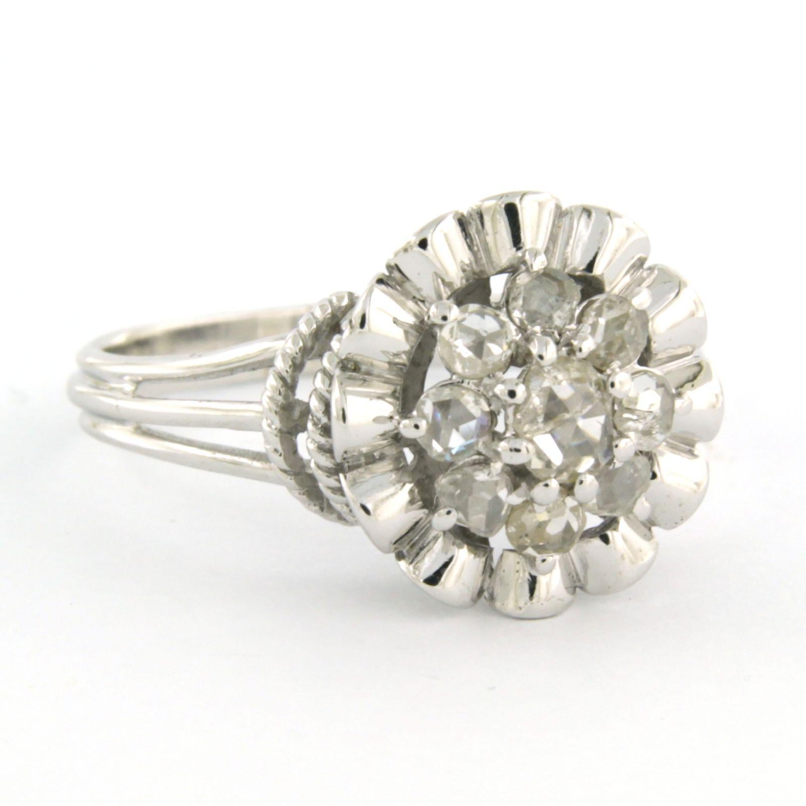 Art Nouveau ARt NOUVEAU Ring with rose cut diamonds up to 0.25ct - 5.0 grams 18k white gold For Sale