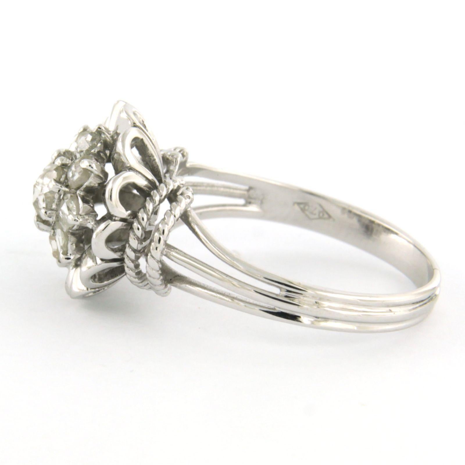 ARt NOUVEAU Ring with rose cut diamonds up to 0.25ct - 5.0 grams 18k white gold In Excellent Condition For Sale In The Hague, ZH