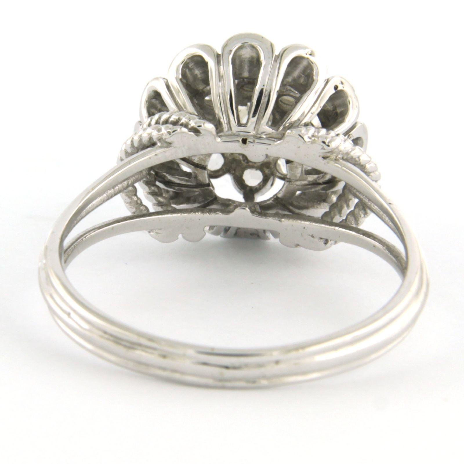 Women's ARt NOUVEAU Ring with rose cut diamonds up to 0.25ct - 5.0 grams 18k white gold For Sale