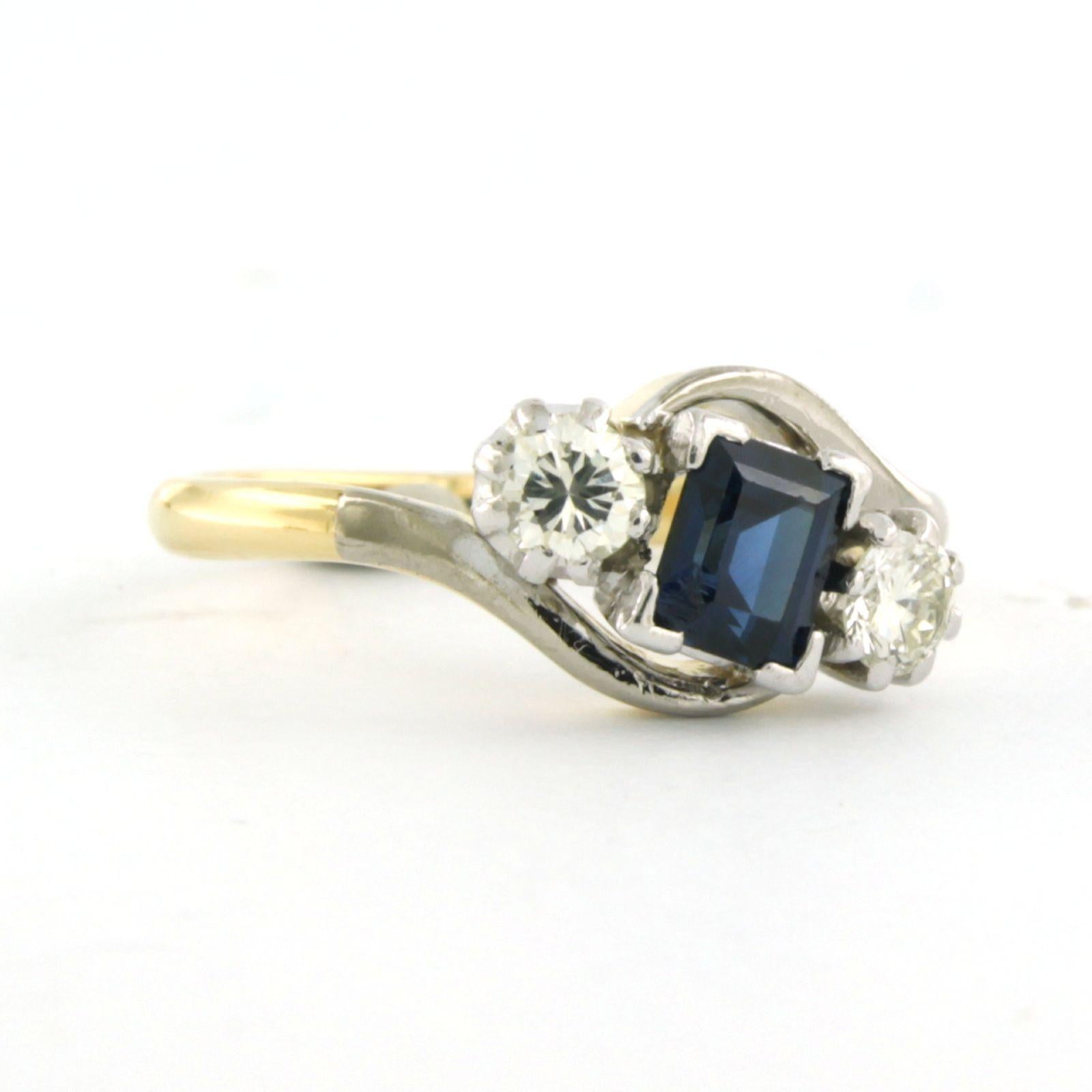 Art nouveau ART NOUVEAU Bague avec saphir et diamants taille brillant Or 18k et platine en vente