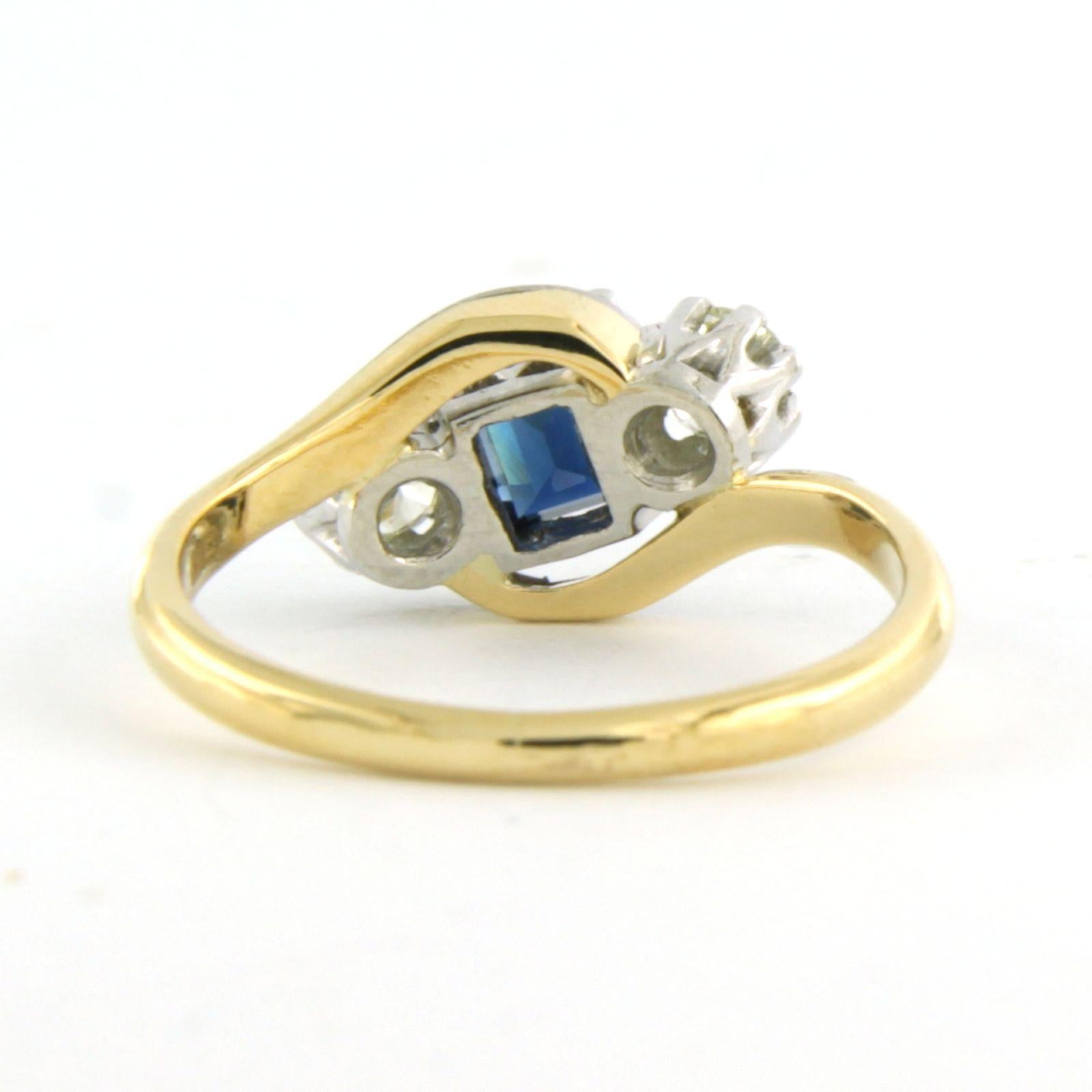 ART NOUVEAU Bague avec saphir et diamants taille brillant Or 18k et platine Pour femmes en vente