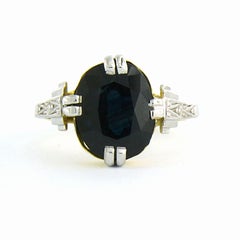 ART NOUVEAU Ring with sapphire up to 2.85ct 18k gold and platinum 2.9 grams