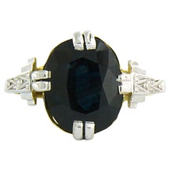 ART NOUVEAU Ring with sapphire up to 2.85ct 18k gold and platinum 2.9 grams