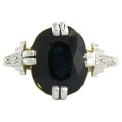 ART NOUVEAU Ring with sapphire up to 2.85ct 18k gold and platinum 2.9 grams