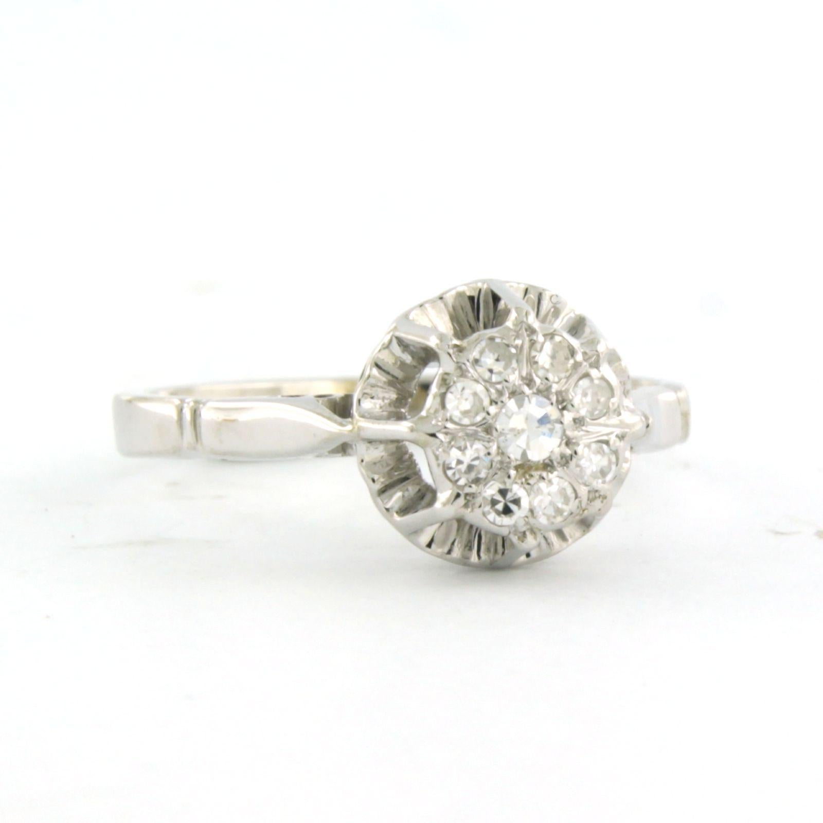 Art Nouveau ART NOUVEAU Ring with single cut diamonds up to 0.24ct 18k white gold 3.0 grams For Sale