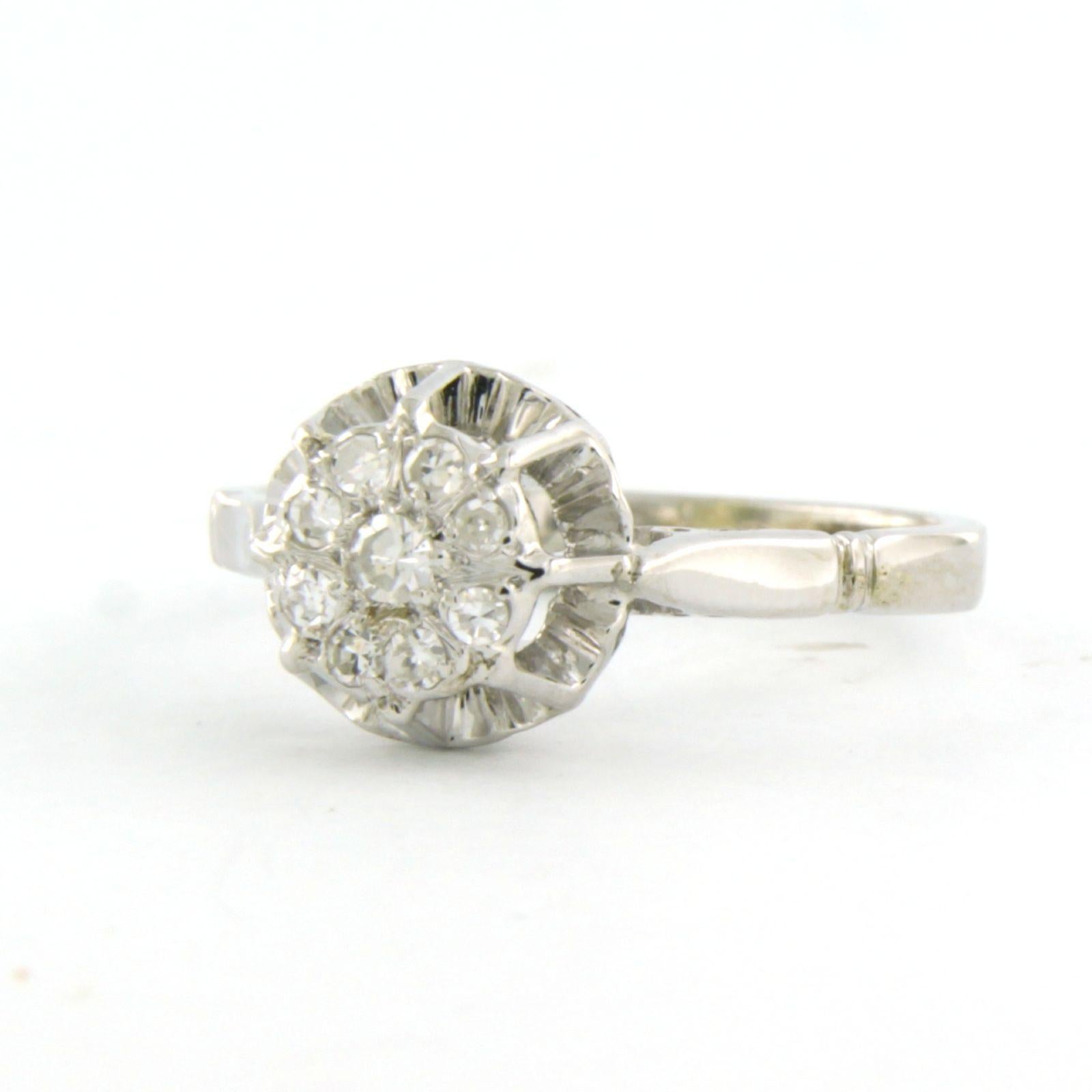 Single Cut ART NOUVEAU Ring with single cut diamonds up to 0.24ct 18k white gold 3.0 grams For Sale