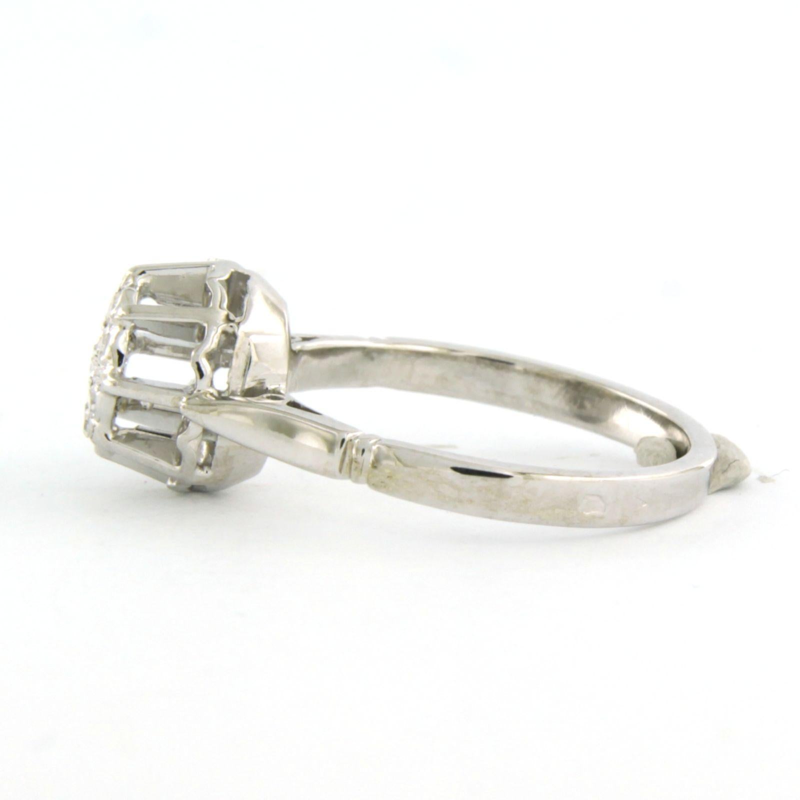 ART NOUVEAU Ring with single cut diamonds up to 0.24ct 18k white gold 3.0 grams In Excellent Condition For Sale In The Hague, ZH