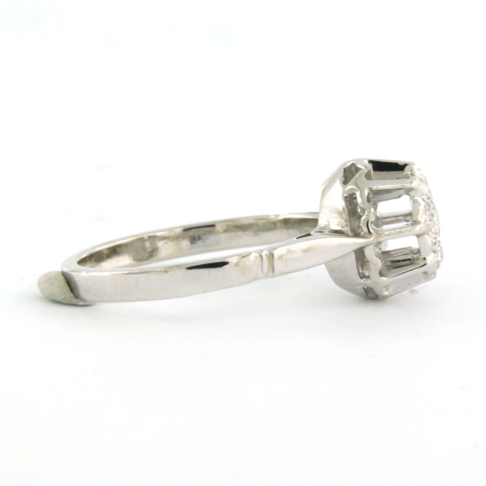 Women's ART NOUVEAU Ring with single cut diamonds up to 0.24ct 18k white gold 3.0 grams For Sale