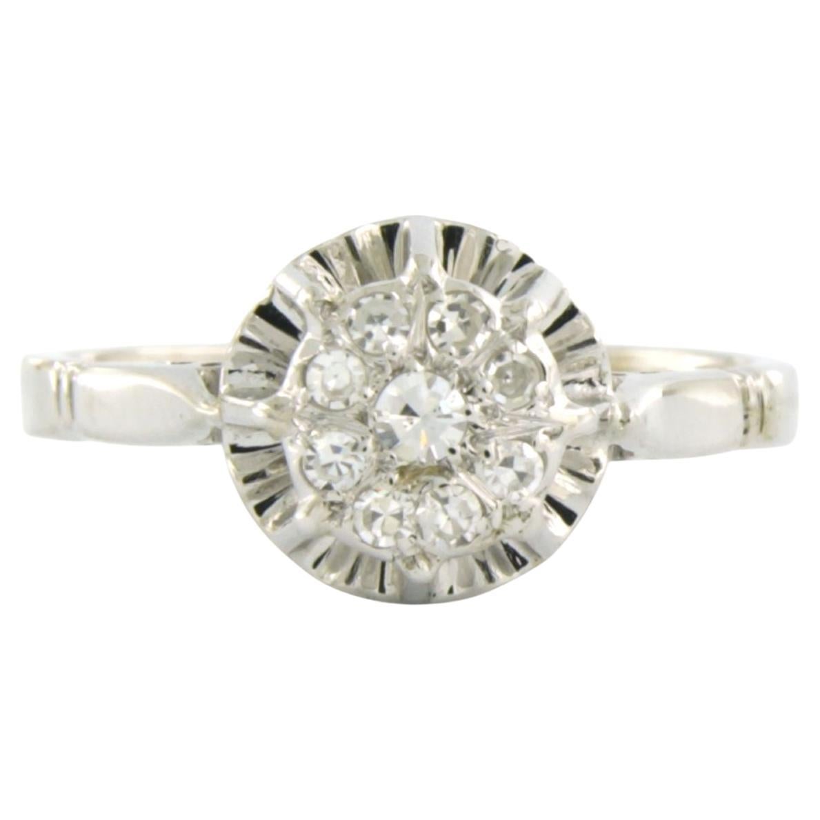 ART NOUVEAU Ring with single cut diamonds up to 0.24ct 18k white gold 3.0 grams