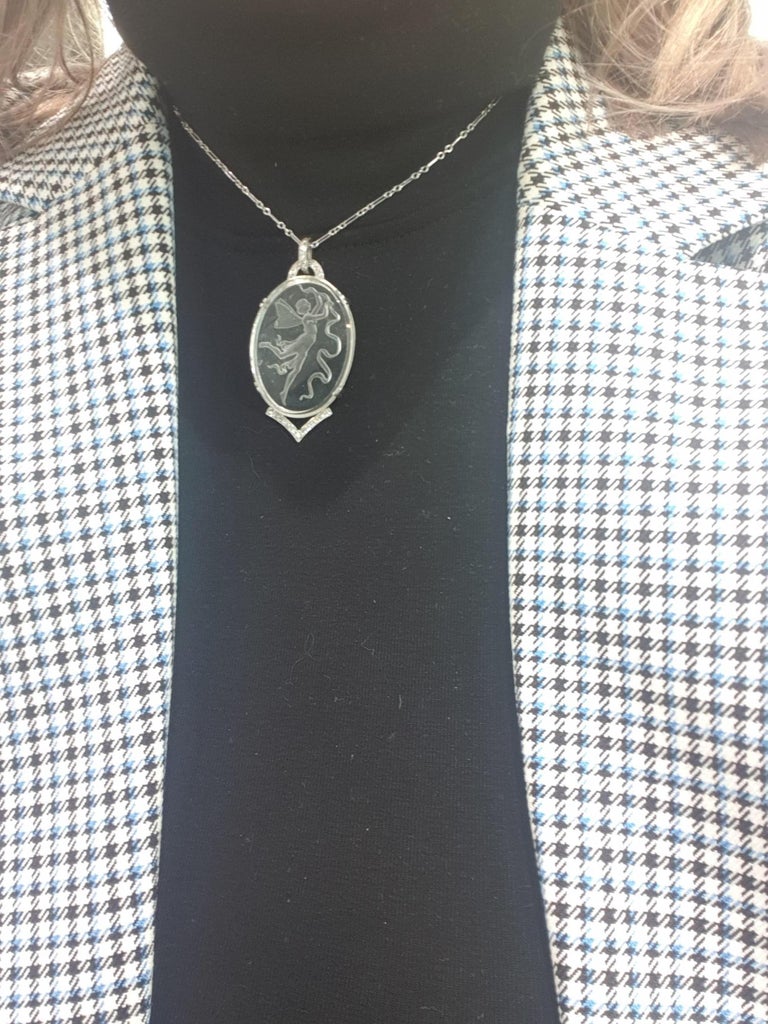 Art Nouveau Rock Crystal 18kt Gold Diamond Necklace For Sale at 1stDibs