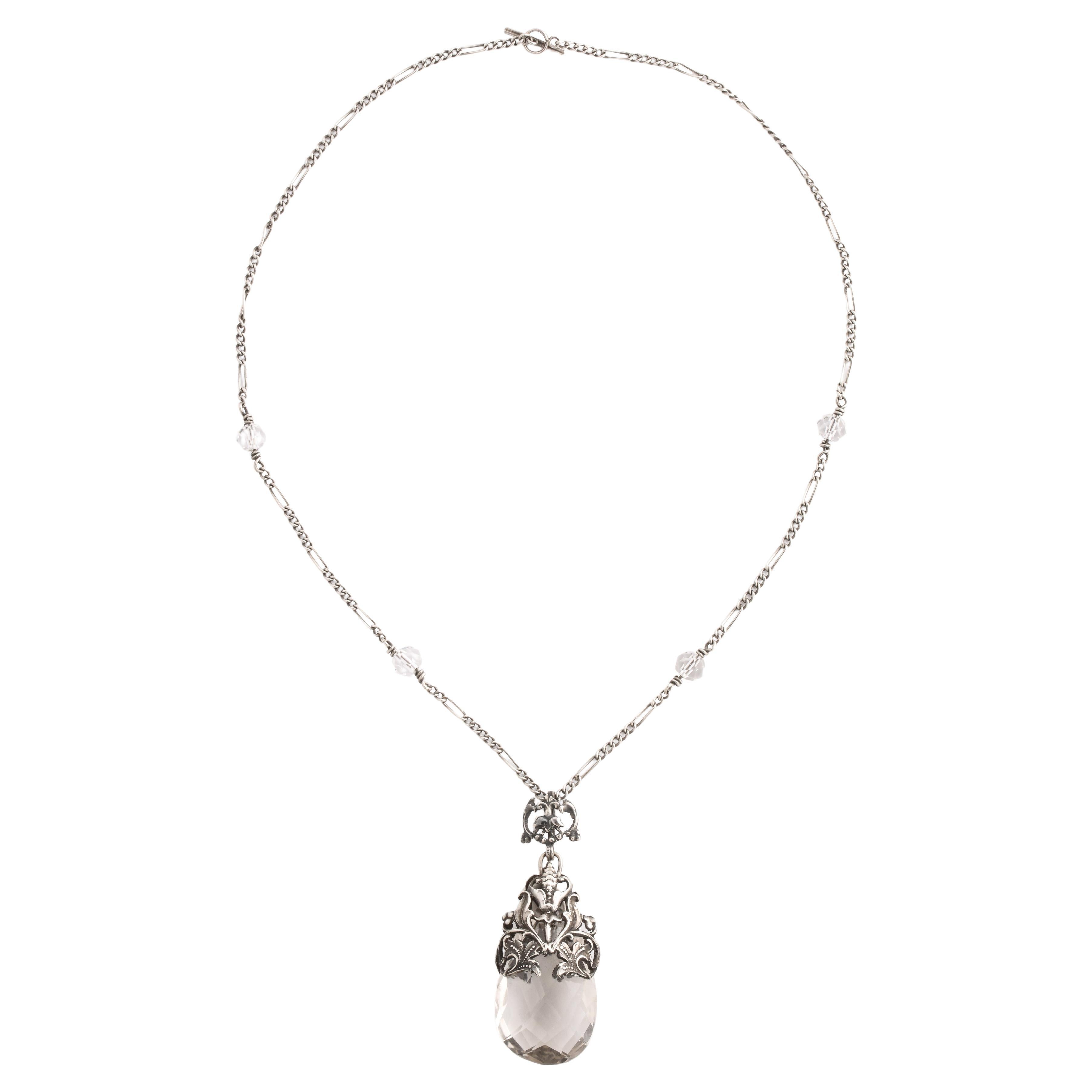 Art Nouveau Rock Crystal Sterling Necklace