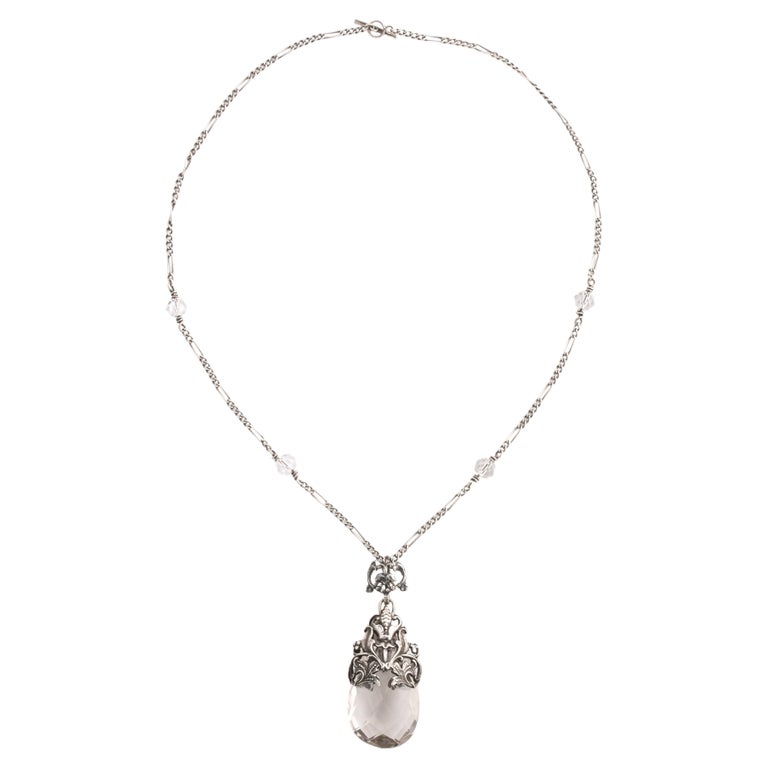 Art Nouveau Rock Crystal Sterling Necklace For Sale at 1stDibs