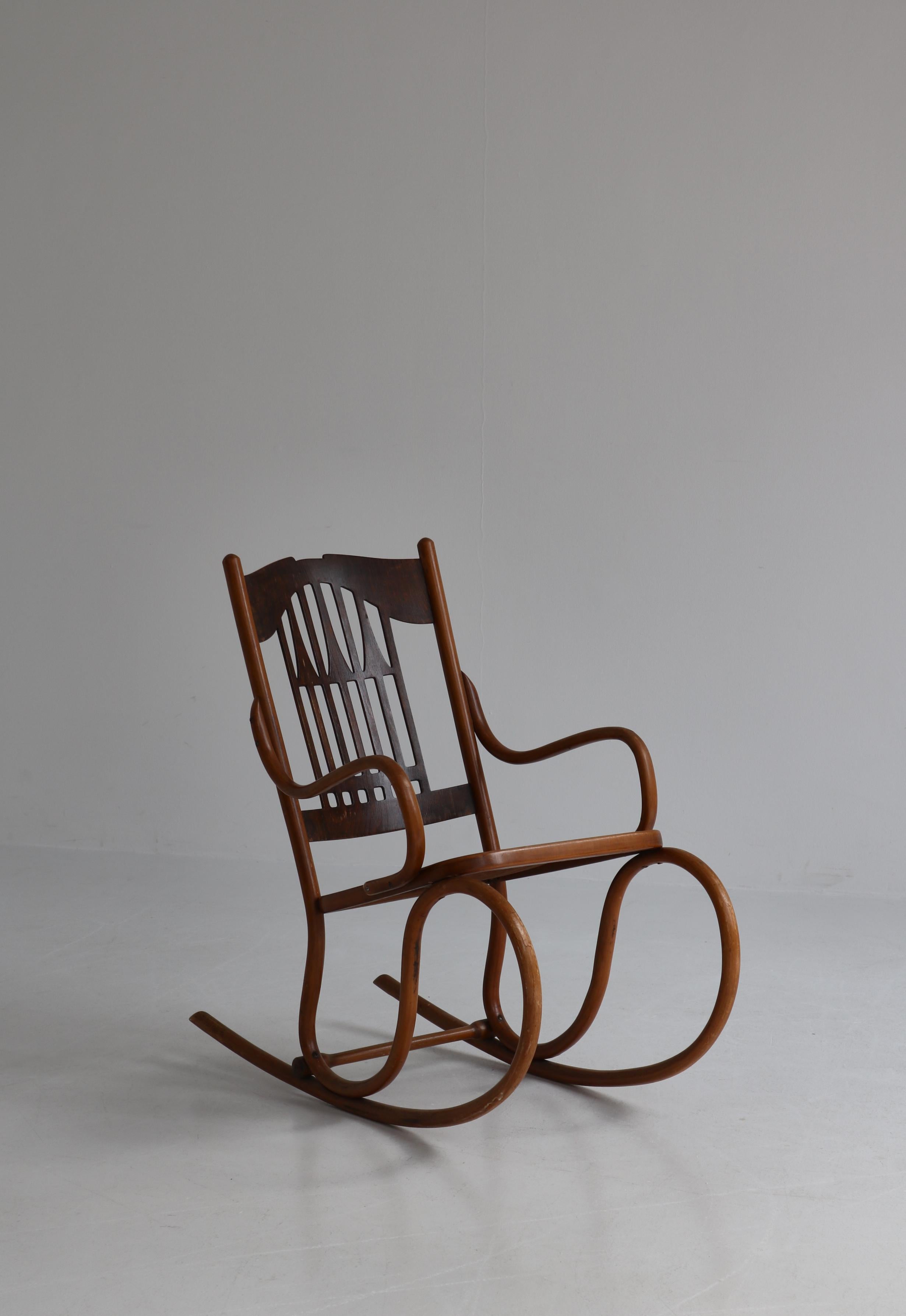 Art Nouveau Rocking Chair by Gustav Siegel for Jacob & Josef Kohn, Austria, 1904 14