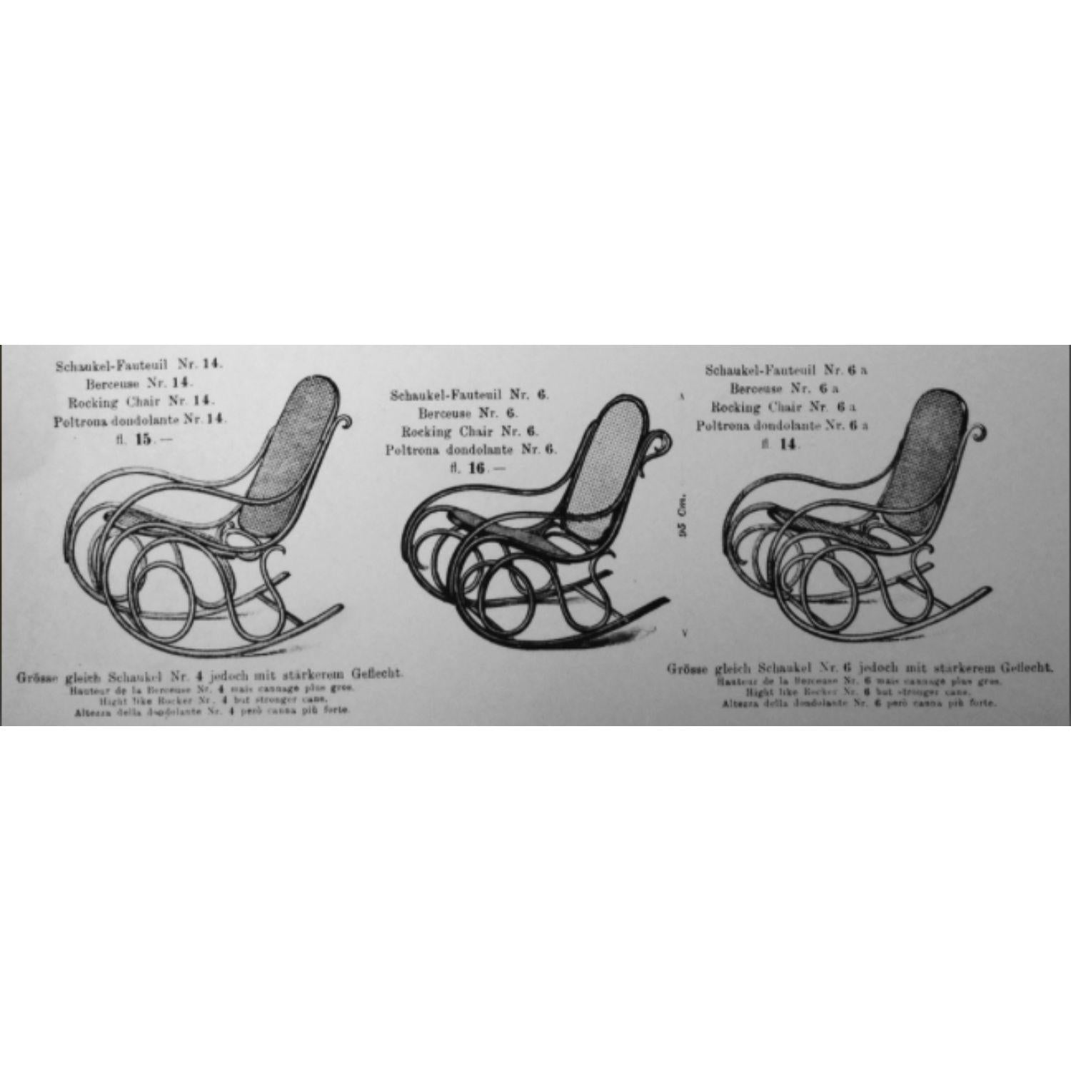 Jugendstil Rocking Chair by Thonet, Stained Beech, Weave, Austria circa 1910 For Sale 6