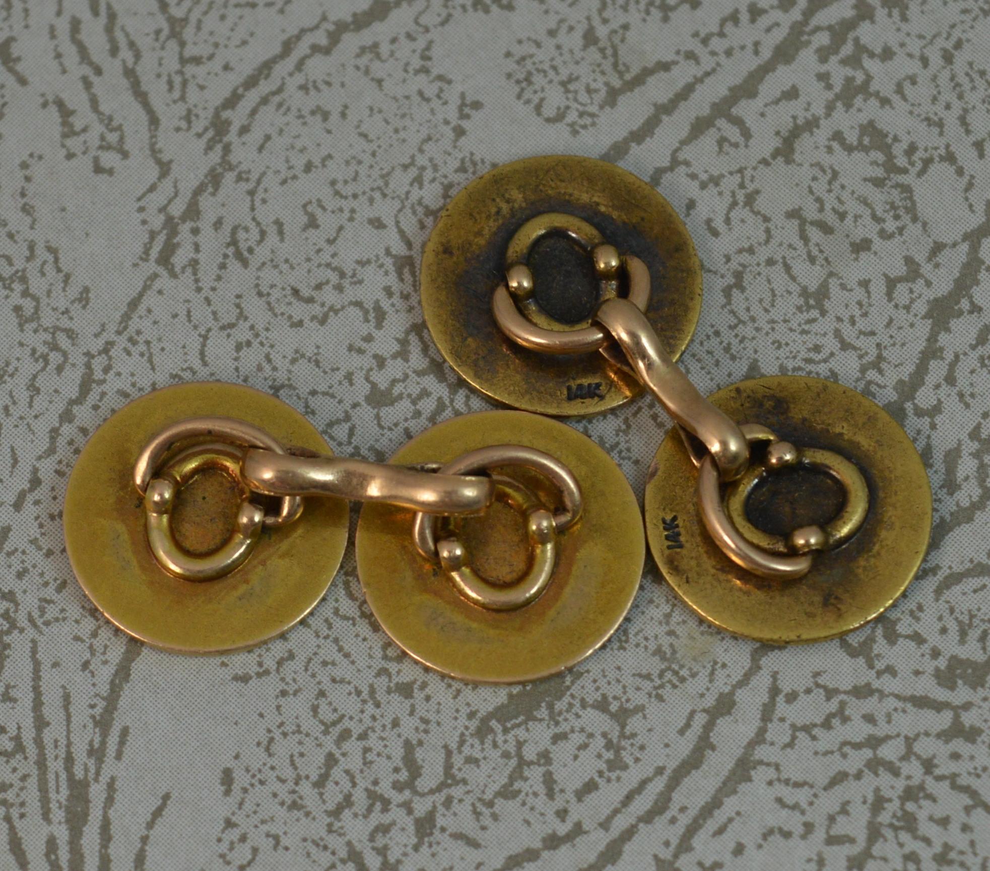Art Nouveau Romeo & Juliet 14 Carat Yellow Gold Pair of Cufflinks 4
