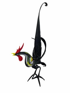 Art Nouveau Rooster Bimini Art Glass Sculpture Figure, 1920s Vienna Austria