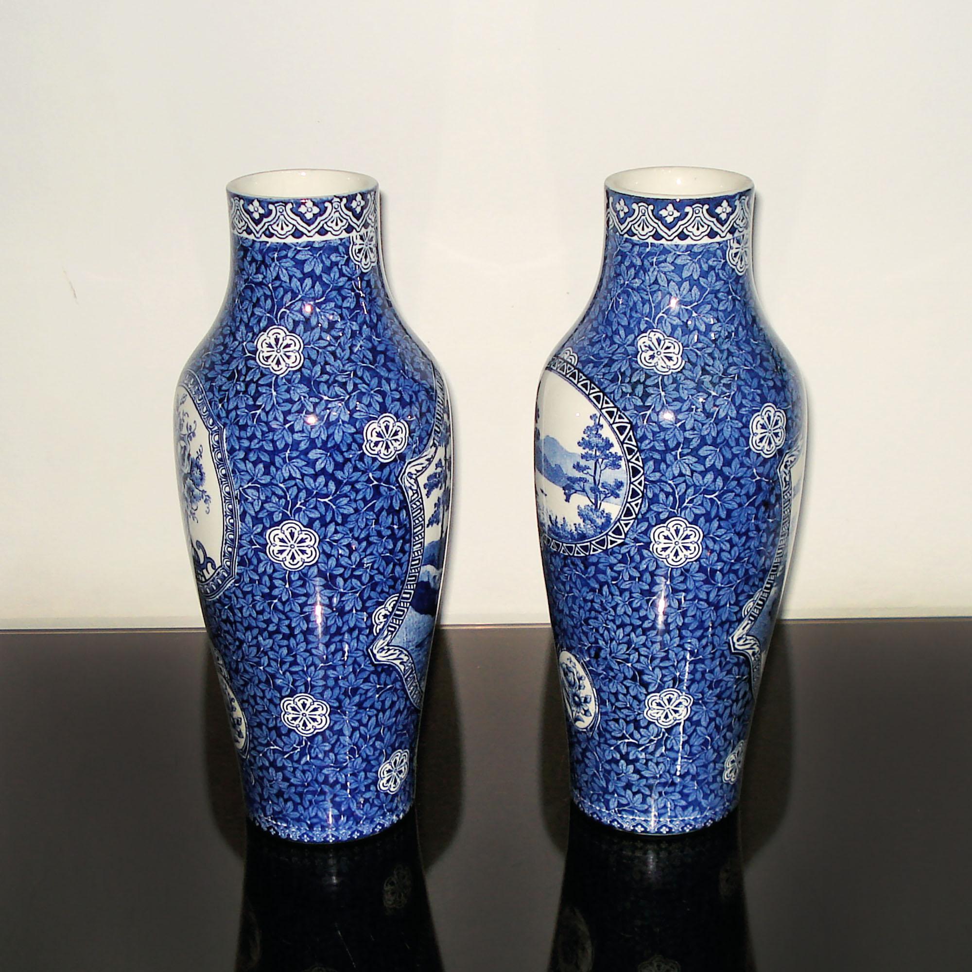 Art Nouveau Rörstrand Pair of Porcelain Vases, Sweden, 19th Century In Good Condition For Sale In Bochum, NRW