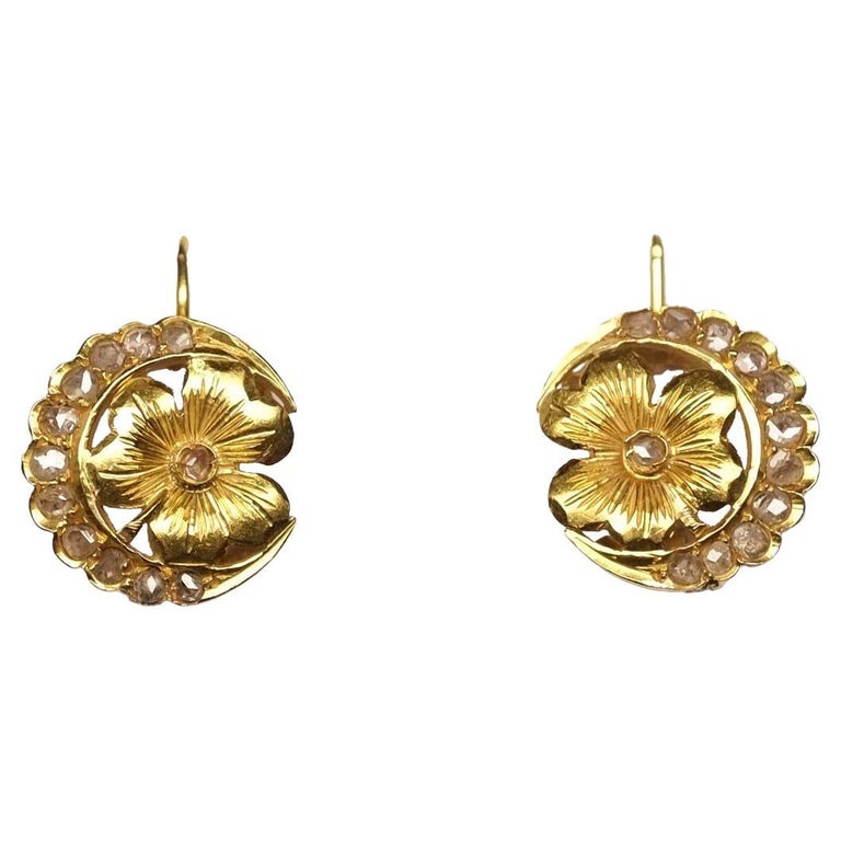 Art Nouveau Rose Cut Diamond Earrings For Sale at 1stDibs
